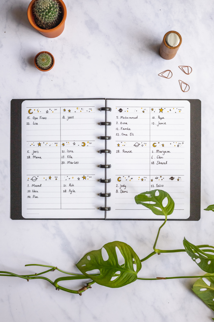 Löschbarer und wiederverwendbarer Kalender, langlebig und robust, Wochenplanerseiten für deinen Asoki Planer